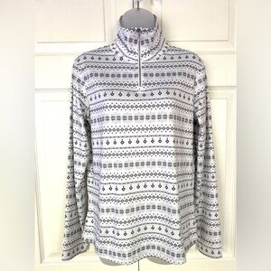 NILS Snowflake T Neck Long sleeve 1/4 zip Shirt Top Pullover size Medium